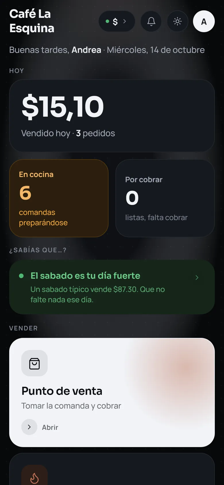 El inicio en el teléfono: lo vendido hoy y un aviso de la IA sobre tu día fuerte